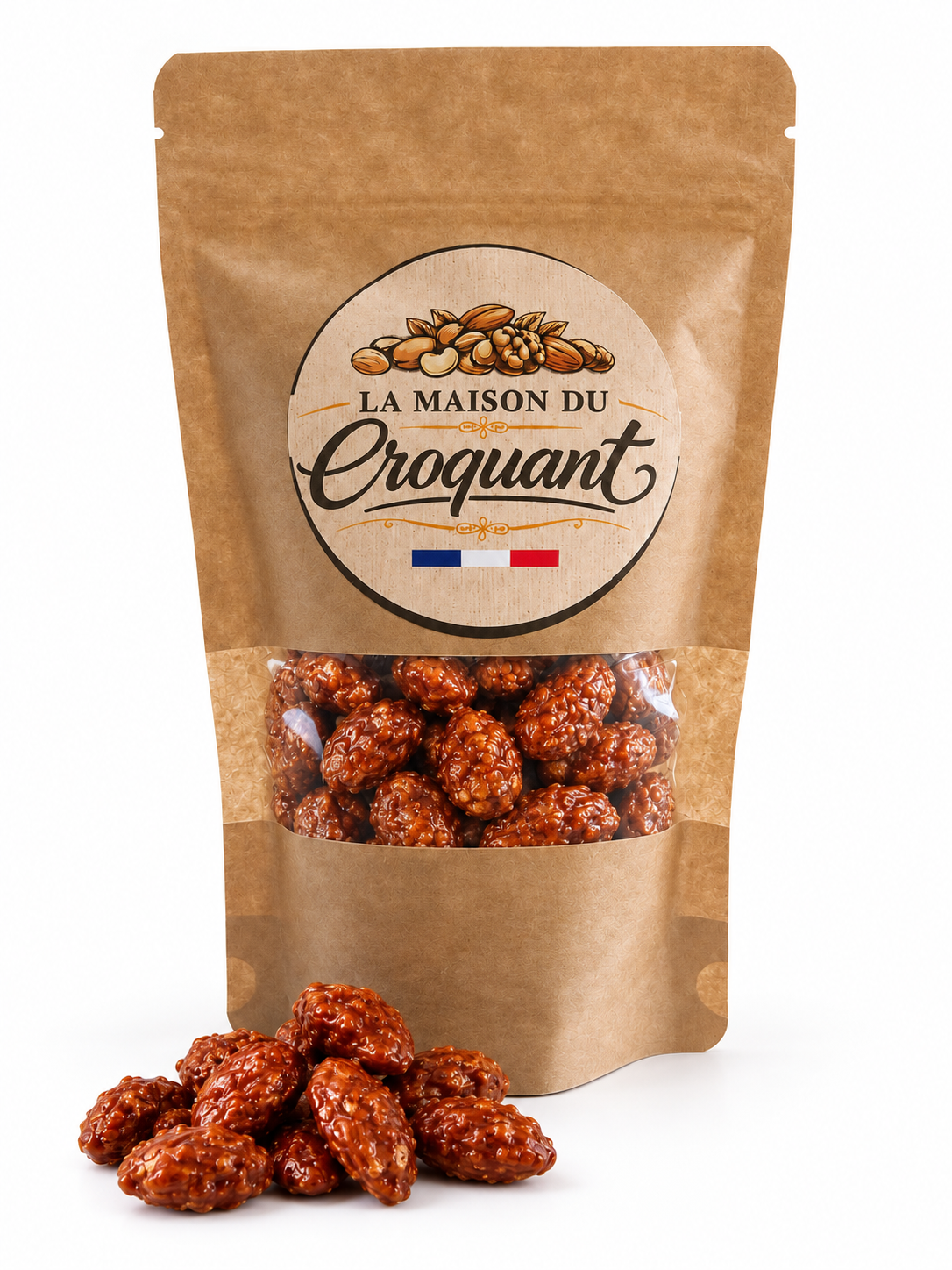 Amandes caramélisées en sachet kraft Amande Caramélisée Vanille – Image 1