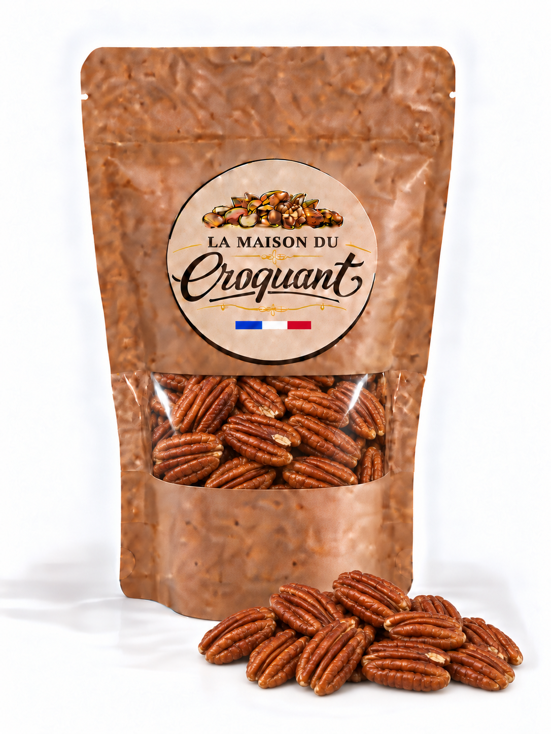 Noix de pecan caramélisé sachet kraft Noix de Pécan Caramélisées – Image 1
